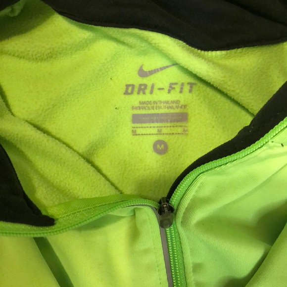 Neon Green Nike Dri-fit Pullover Half Zip - Picture 2 of 2